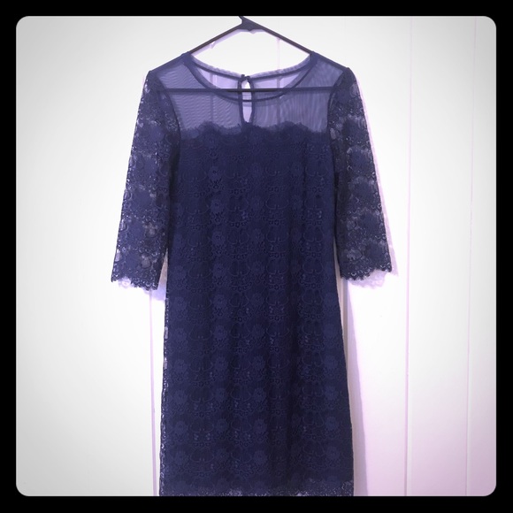 EUC Navy lace dress Max & Cleo sz 4 - Picture 3 of 8